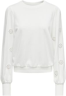 Only Femme LS Puff Embroidery Sweater Dames wit - M
