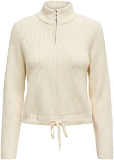 Only Fia Zip High Neck Knit Trui Dames crème - S