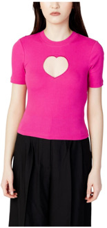 Only Fuchsia Effen T-shirt met Korte Mouwen Only , Pink , Dames - L