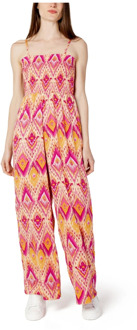 Only Fuchsia Print Square Neck Jumpsuit Only , Pink , Dames - L,M,S,Xs