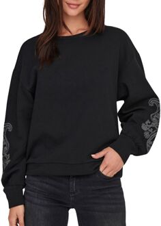 Only Geborduurde Trui Zwart Paisley Magneet Only , Black , Dames - 2Xl,Xl,L,M