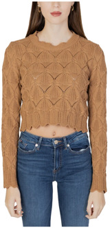 Only Gebreide Crop Sweater voor dames Only , Brown , Dames - M