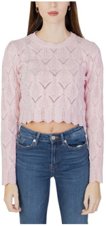 Only Gebreide Crop Sweater voor dames Only , Pink , Dames - L