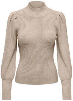 Only Gezellige Highneck Pullover Gebreid Only , Beige , Dames - Xl,L,S,Xs