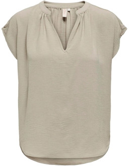 Only Grijze V-Hals Blouse Top Only , Gray , Dames - M,S,Xs