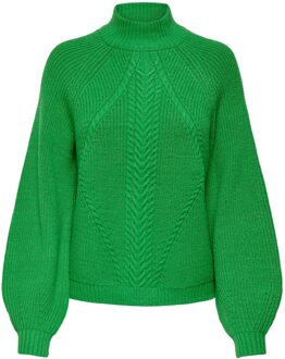 Only Groene Bee Highneck Gebreide Trui Only , Green , Dames - L,M,S,Xs