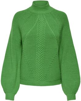 Only Groene Bee Highneck Gebreide Trui Only , Green , Dames - Xl,L,M,S,Xs