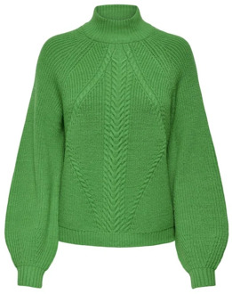 Only Groene Bee Highneck Gebreide Trui Only , Green , Dames - Xl,M,S