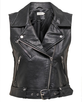 Only Imitatieleren Vest Only , Black , Dames - L,M,S,Xs