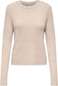Only Katia LS Cable Knit Trui Dames beige - XS