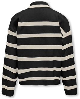 Only Kogama ls stripe loose highneck knt dessin Zwart - 128