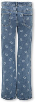 Only Kogjuicy wide leg lip print dnm blue denim Blauw - 140