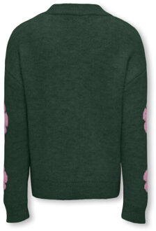 Only Kognaja ls flower pullover knt dessin - maat 140 Groen