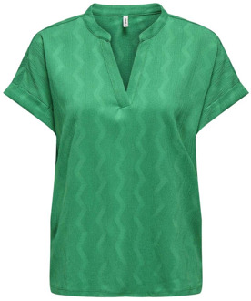 Only Korte Mouw V-hals Top Only , Green , Dames - L,M,S,Xs