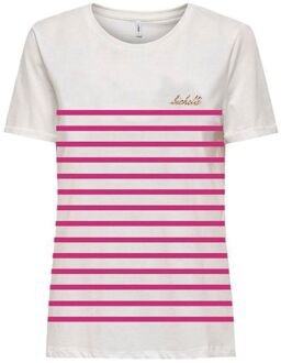 Only Lacy Life Stripe T-shirt Dames - XL