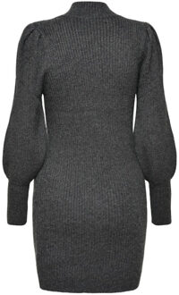 Only Lange Mouwen Gebreid Jurk Dames Grijs Dark Grey Melange - S