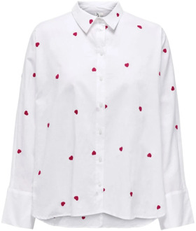 Only Lina Grace Geborduurde Blouse Only , White , Dames - Xl,L,M,S,Xs