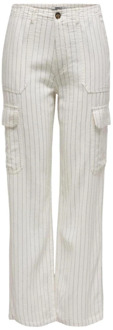 Only Linnen Cargo Broek Lente/Zomer Collectie Only , White , Dames - Xl,L,M,S,Xs