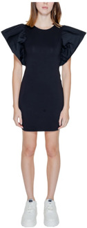 Only Midi Jurk Lente/Zomer Collectie Only , Black , Dames - M