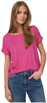 Only Moster Short Sleeves O-Neck Top Only , Pink , Dames - L,M