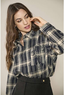 Only Onlagda ls short check shirt wvn fog/w. sky captai Veelkleurig