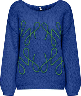 Only Onlalyssa life ls emb o-neck knt Groen - M