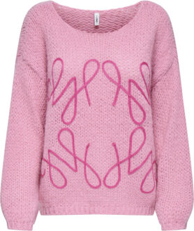 Only Onlalyssa life ls emb o-neck knt Roze - M