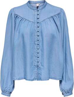 Only Onlaverie ls dnm blouse qyt medium blue denim Blauw - XL