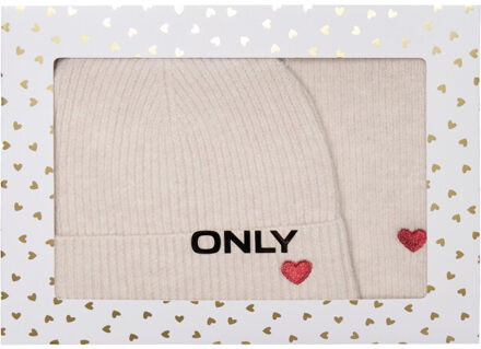 Only Onlavery life scarf and beanie set cc cloud dancer - maat One size Veelkleurig
