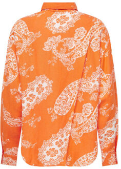 Only Onlbella linen ls loose shirt ptm dessin Oranje - M