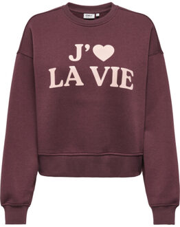 Only Onlbest l/s print crew neck swt - maat S Bruin