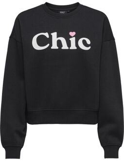 Only Onlbest l/s print crew neck swt Zwart - XL