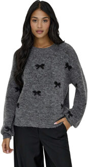 Only Onlbrunhilda life ls bow o-neck knt medium grey me Grijs - XL