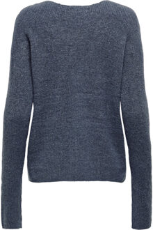 Only onlcamilla v-neck l/s pullover knt 15204588 vintage Blauw