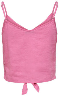 Only Onlcaro strap linen blend knot top - - maat L Roze