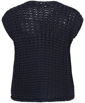 Only Onlchloe ss rib button vest knt navy Blauw