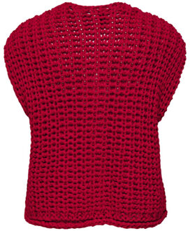 Only Onlchloe ss rib button vest knt - Rood