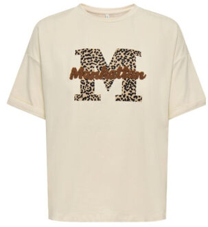 Only Onlcia life s/s foldup prnt top box Beige