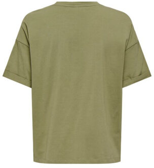Only Onlcia life s/s foldup prnt top box Groen - M