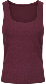 Only Onlea glitter s/l 2-ways top jrs noos chocolate tr Rood - M