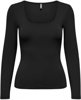 Only Onlea l/s 2-way deep neck top jrs noos black Zwart - S