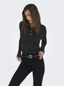Only Onlelisa ls rib polo rp knt - Zwart