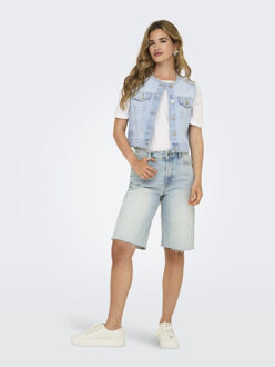 Only Onlfeliz dnm waistcoat round collar tai blue denim Blauw - M