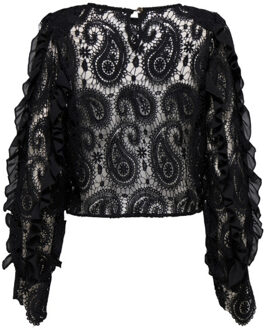 Only Onlhallie ls lace top - - maat S Zwart