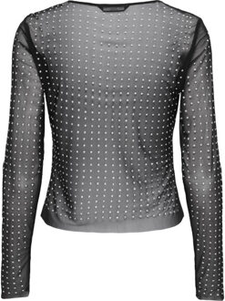 Only onlhilen ls rhinestone mesh top wvn 15358317 - Zwart