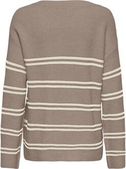 Only Onlibi ls stripe v-neck cc knt Beige