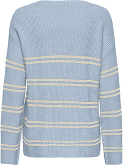 Only Onlibi ls stripe v-neck cc knt Blauw - M