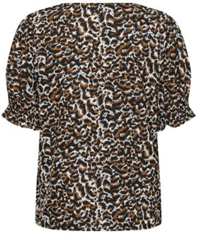 Only Onljanet ss v-neck smock top cs pt dessin Bruin