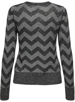 Only Onljillo ls zigzag o-neck glitter knt dessin Zwart - M