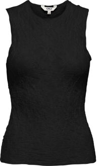 Only Onljoanne s/l o-neck top ox wvn black - maat M Zwart